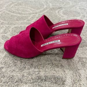Manolo Blahnik | Pink Suede Slides
